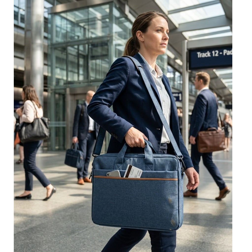 Laptop Briefcase Assorted CT007B | Padded Business Briefcase Tote | Travel Document Shoulder Bag | Zippered Front Pocket Organizer | Lightweight Protective Notebook Sleeve