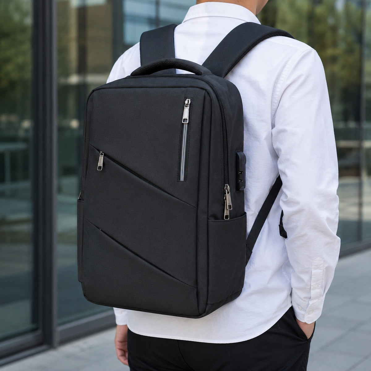 Weatherproof PVC Backpack with Lock Assorted Colours 42cm x 32cm x 15cm CT008F | Anti Theft Combination Lock Rucksack | Waterproof Laptop Bag | Secure Travel Daypack