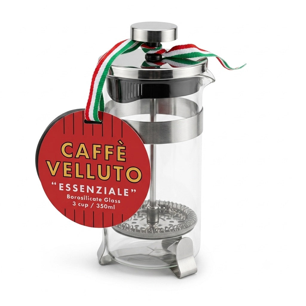Taylors Eye Witness Caffe Velluto Essenziale 3 Cup French Press Glass 350ml CV360A | Borosilicate Coffee Maker | Stainless Steel Mesh Filter Plunger Cafetiere | Loose Leaf Tea and Coffee Plunger