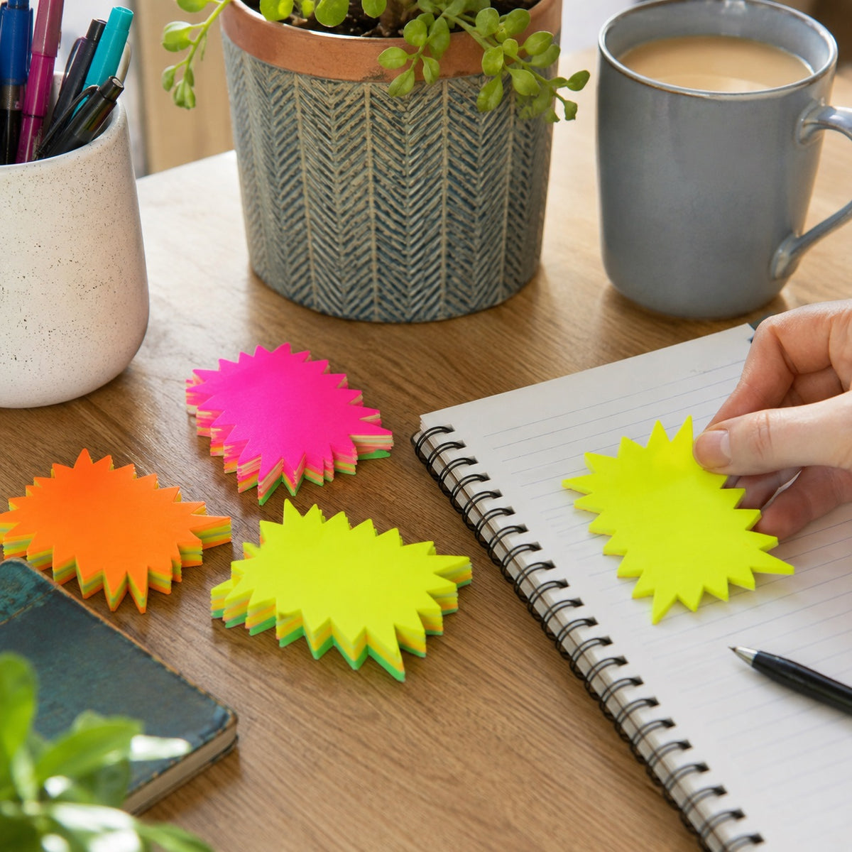 Tallon Just Stationery Fluorescent Flashes Assorted Colours 56mm x 42mm Pack of 100 6214 | Sticky Notes | Memo Flags | Arts and Crafts