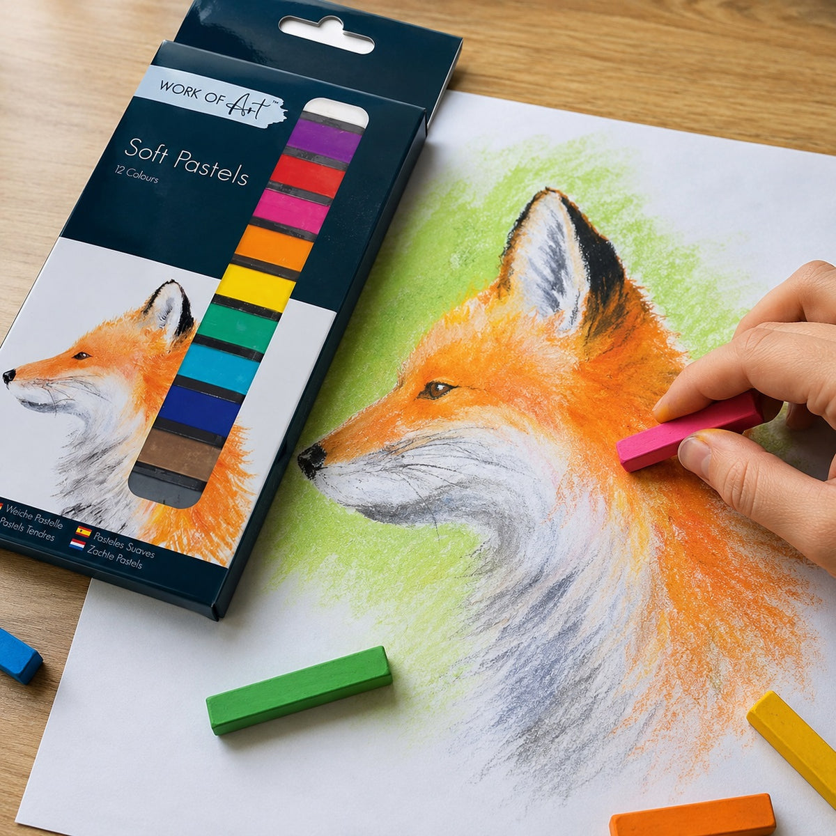 Tallon Work of Art Premium Soft Pastels Assorted Colours Pack of 12 7364 | Soft Chalk Pastels | Art Pastels | Colouring Pastels