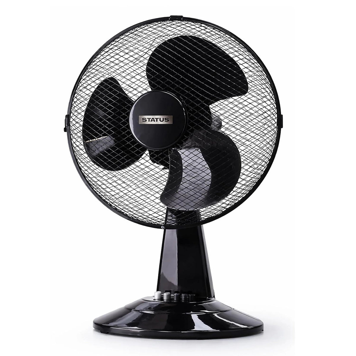 Status Oscillating Desk Fan Black 12-Inch S12BDESKFAN1PKB | 3 Speed Settings | Oscillation Setting | Adjustable Angle | Carry Handle | Portable | Office Desk Fan | Workstation Fan