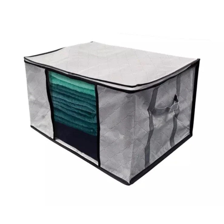 Country Club Reinforced Handles Storage Bag Grey 60 x 40 x 35cm STO227394 | Beathable Fabric | Clear Window | Double Zip lid | Compact Design | Folds Down When Not In Use | Organiser Bag | Clothes Storage Bag