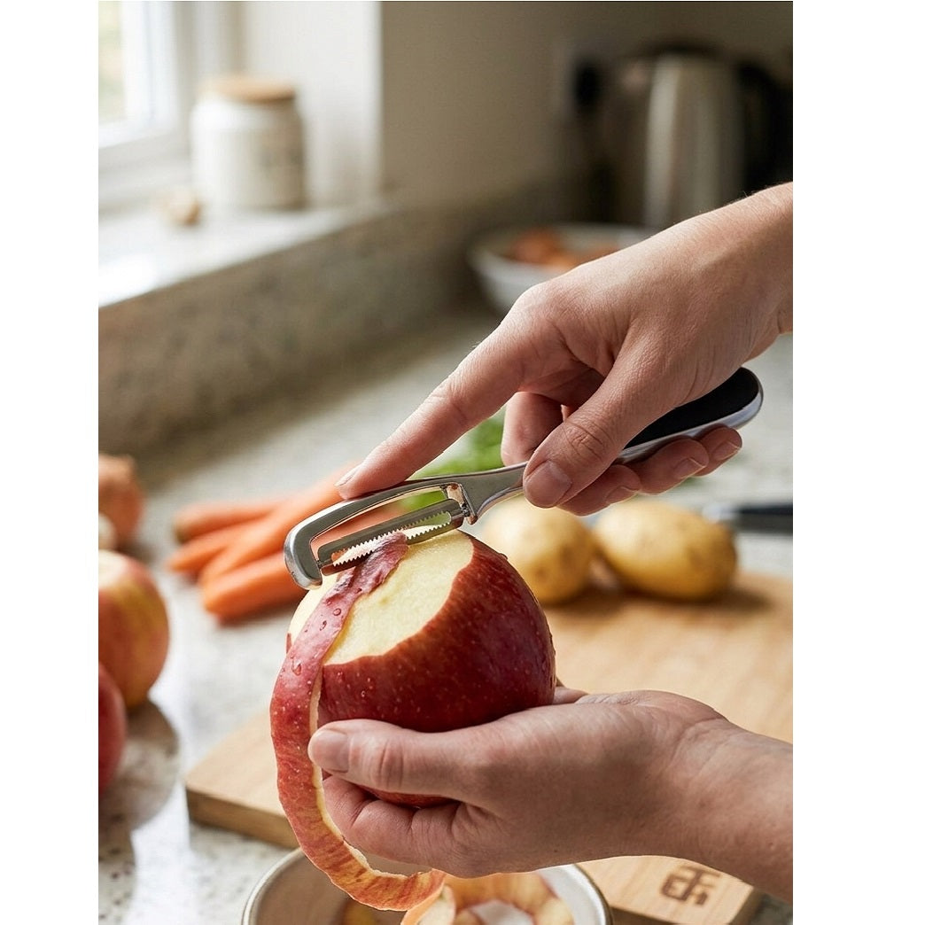 Excellent Houseware Heavy Duty Peeler Silver 16.5cm CY5657940 | Stainless Steel Potato Vegetable Peeler | Ergonomic Swivel Blade Paring Knife | Kitchen Prep Utensil