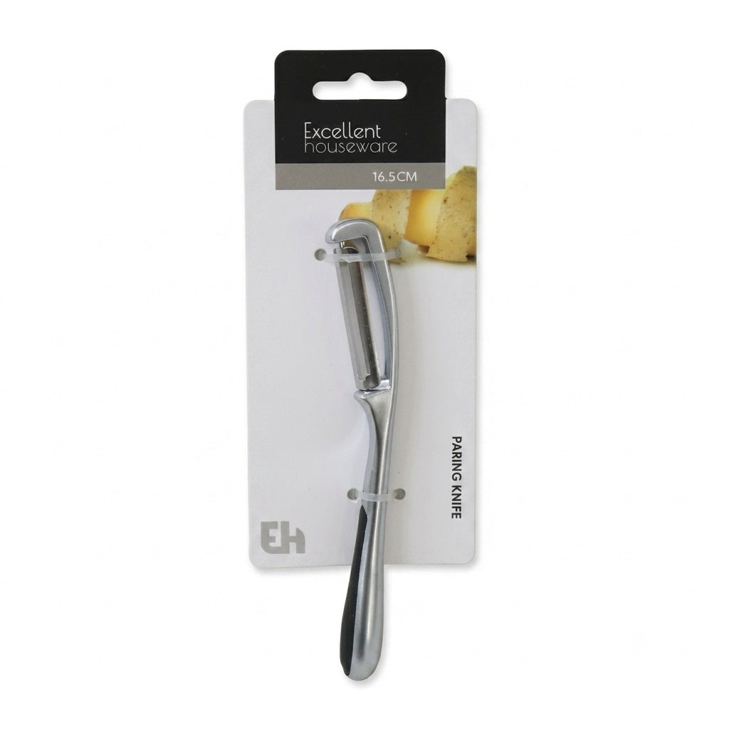 Excellent Houseware Heavy Duty Peeler Silver 16.5cm CY5657940 | Stainless Steel Potato Vegetable Peeler | Ergonomic Swivel Blade Paring Knife | Kitchen Prep Utensil
