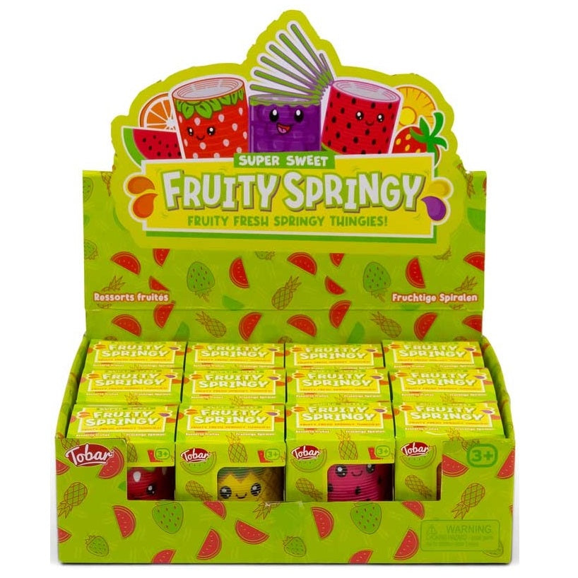 Tobar Super Sweet Fruity Springy Assorted Colours 38820 | Squeezy Stretchy Toy | Colourful Spring Toy