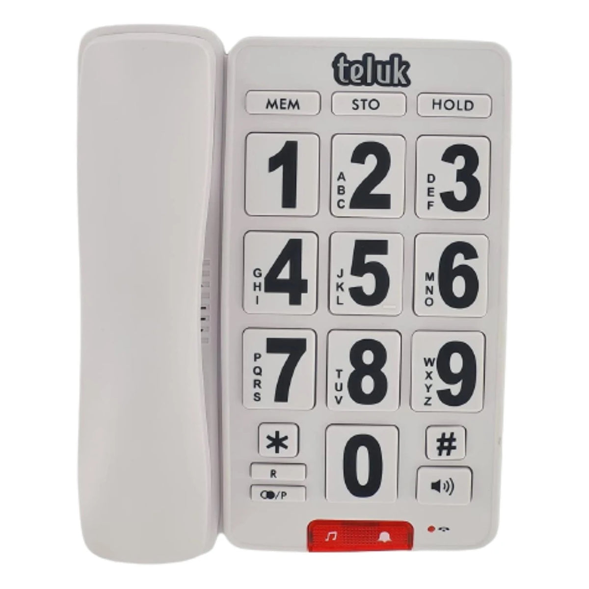 Tel Uk Big Button Telephone White 18045 | Flash | Music on Hold | Handsfree Speaker | LED Indication For Incoming Call | 10 Two-Touch Speed Dialing Memories