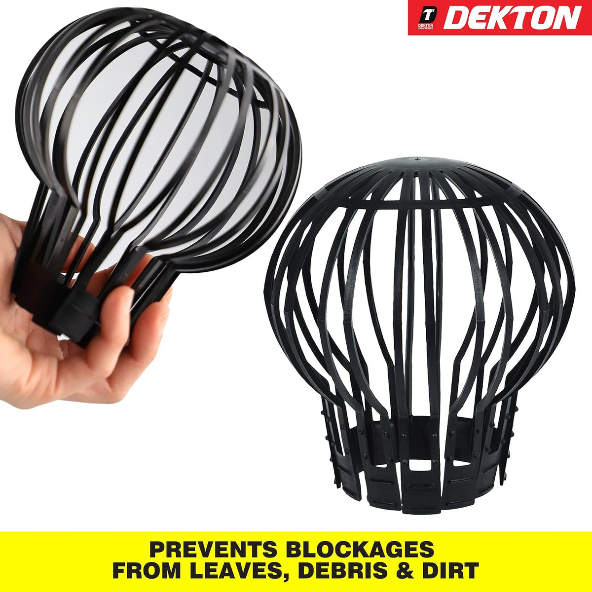 Dekton Drainpipe Covers Black 145mm x 132mm Pack of 2 DT30375 | Gutter Balloon Guards | Flexible Downpipe Leaf Filters | Weatherproof Blockage Protectors