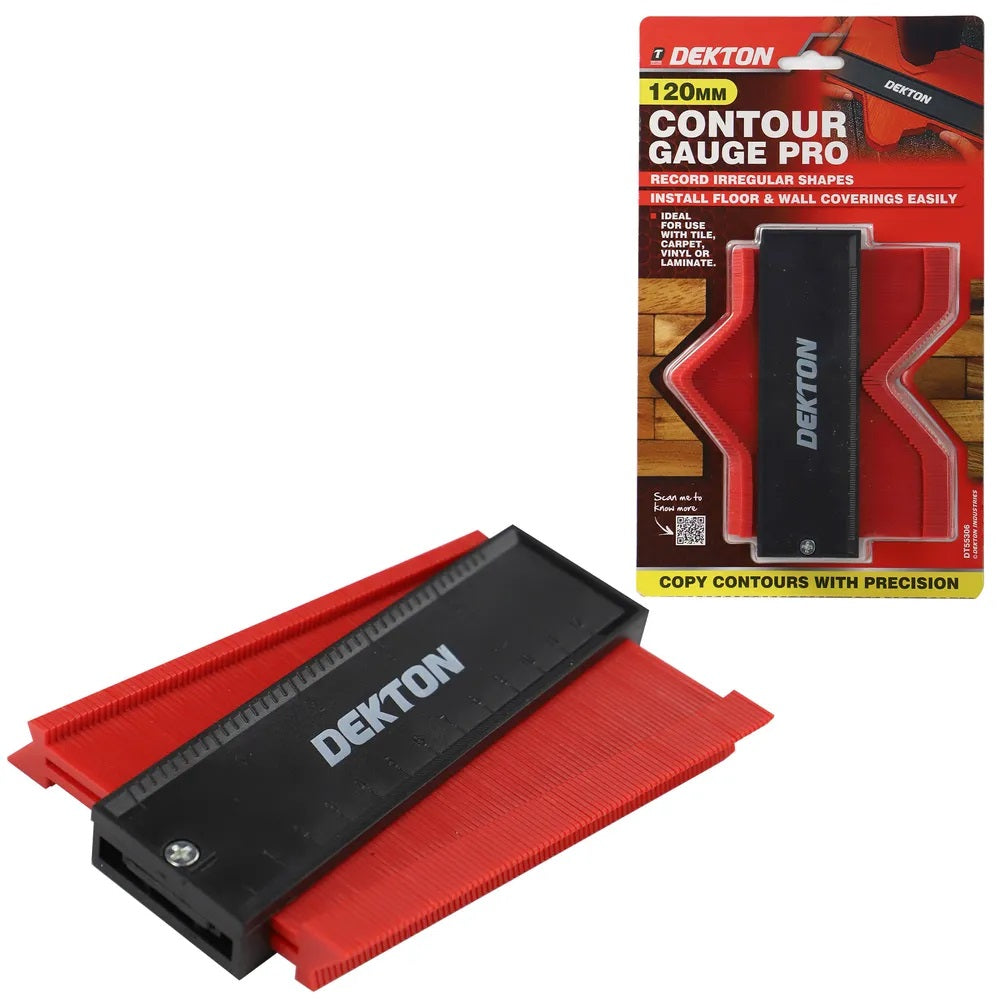 Dekton 120mm Contour Gauge Pro Red and Black 5-Inch x 4-Inch DT55306 | Profile Duplicator Tool | Precision Profile Measuring Rule | Carpet Tile and Vinyl Fitting Tool