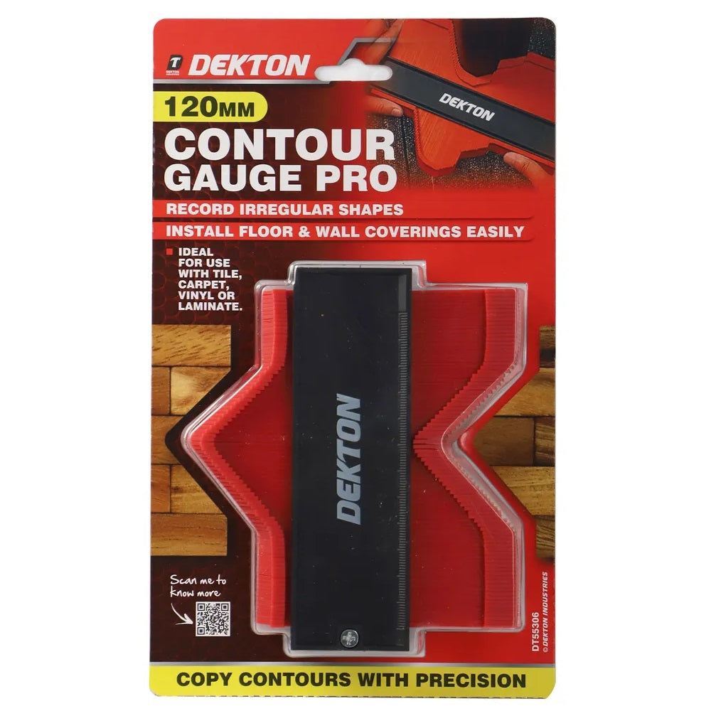 Dekton 120mm Contour Gauge Pro Red and Black 5-Inch x 4-Inch DT55306 | Profile Duplicator Tool | Precision Profile Measuring Rule | Carpet Tile and Vinyl Fitting Tool