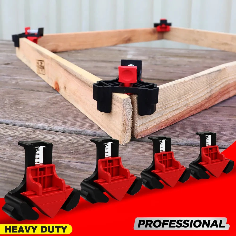 Dekton Professional Heavy Duty Corner Mate Clamps Black and Red Pack of 4 DT60640 | 45 and 90 Degree Angle Clamp Sets | Spring Loaded Corner Clamps | Right Angle Woodworking Tools