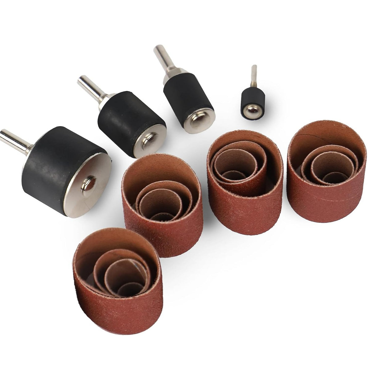 Dekton Sanding and Drum Kit Multicolour Pack of 20 DT60905 | Rotary Drill Sanding Drum Set | Rubber Mandrels and Aluminium Oxide Sleeves | Power Drill Rotary Tool Attachments