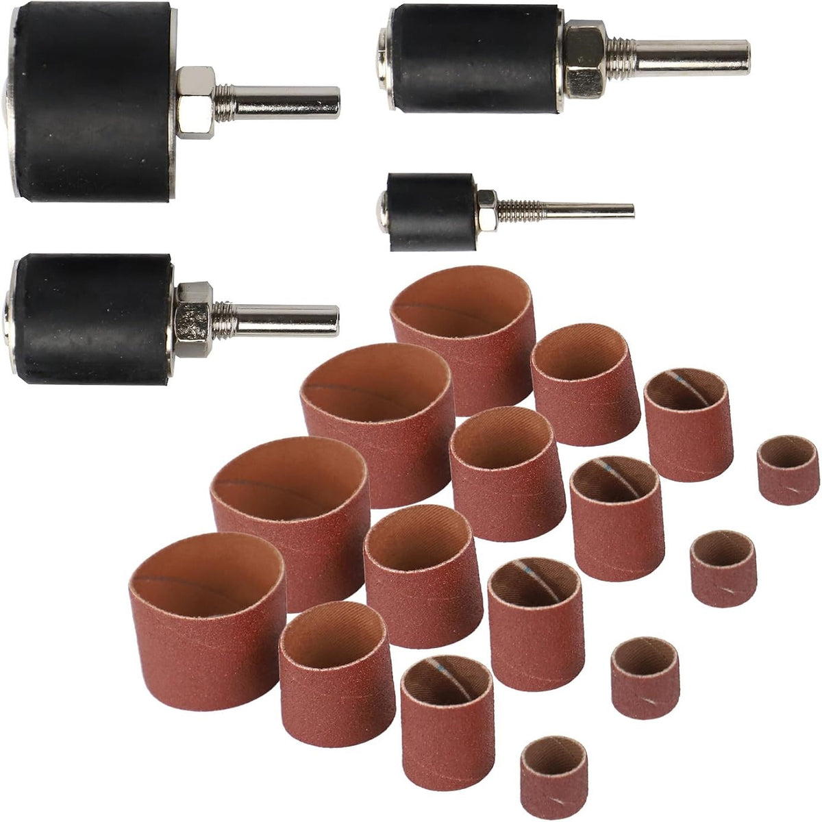 Dekton Sanding and Drum Kit Multicolour Pack of 20 DT60905 | Rotary Drill Sanding Drum Set | Rubber Mandrels and Aluminium Oxide Sleeves | Power Drill Rotary Tool Attachments