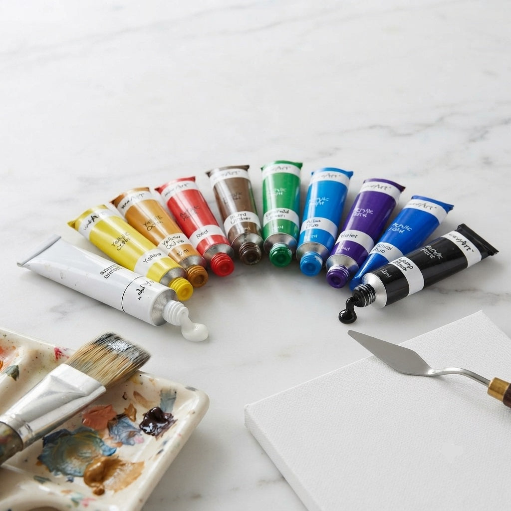 Tallon Work of Art Acrylic Paint Tubes Assorted Colours 12ml Pack of 10 6745 | Acrylic Paint Set | Craft Paint Tubes | Art Paint