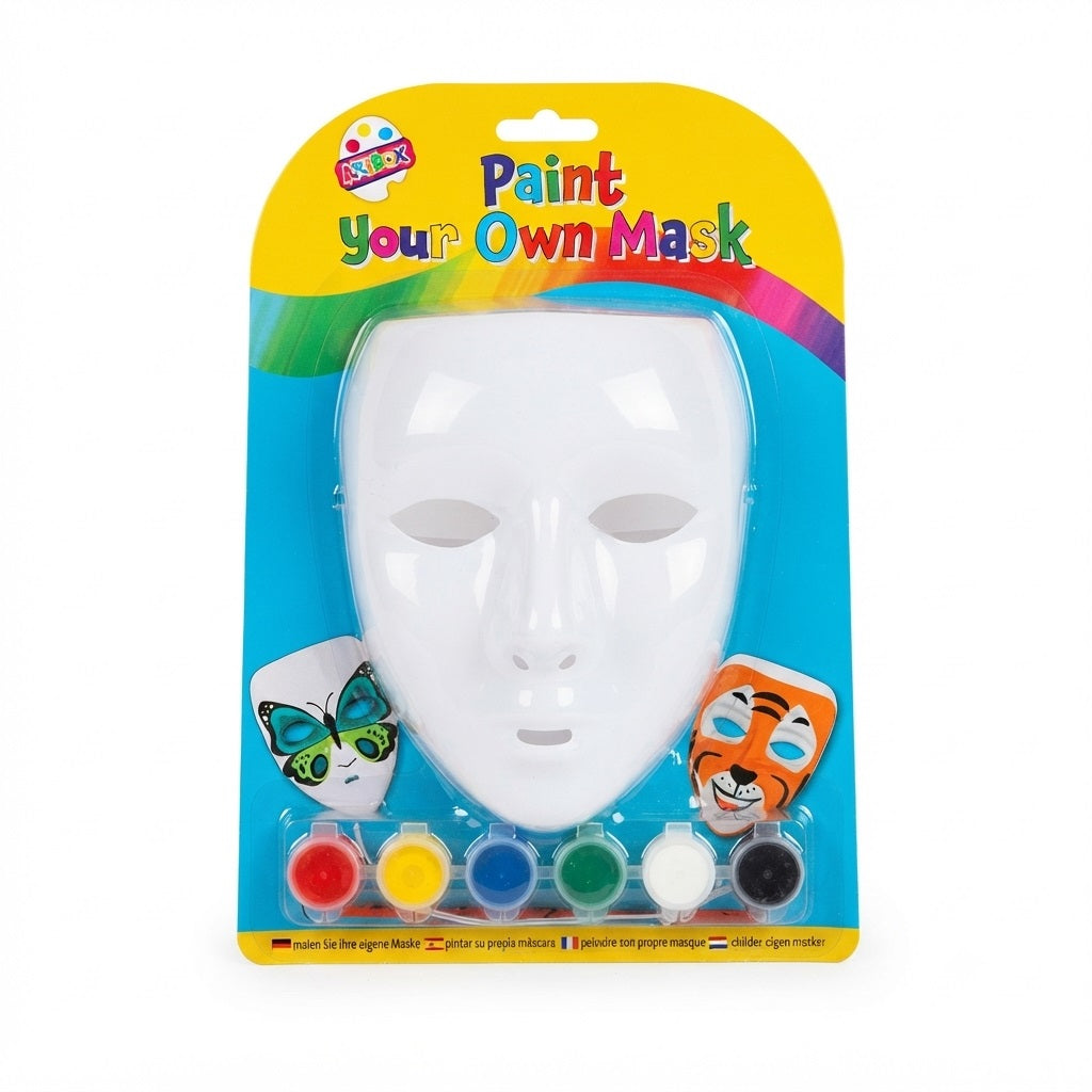 Tallon Artbox Paint Your Own Mask With 6 Paints and Brush Assorted 6869 | DIY Mask Painting Kit | Kids Craft Kit | Arts and Crafts Set