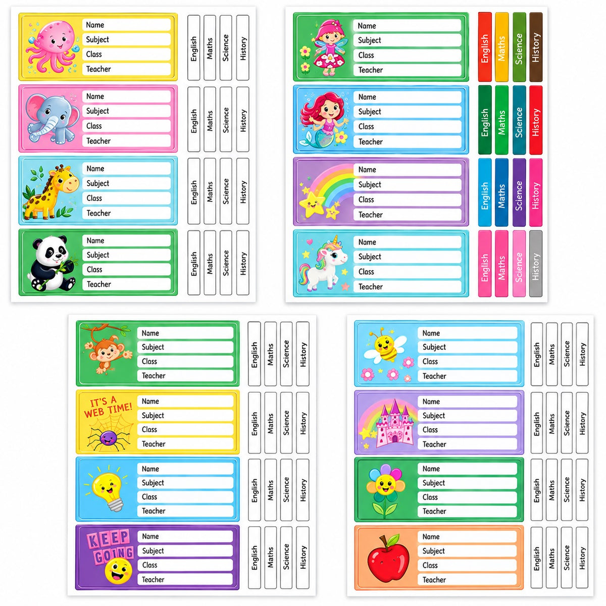 Tallon Artbox Cool School Stickers Assorted Colours 6929 | 16 Book Stickers | 64 Pen and Pencil Stickers | 8 Sticker Sheets