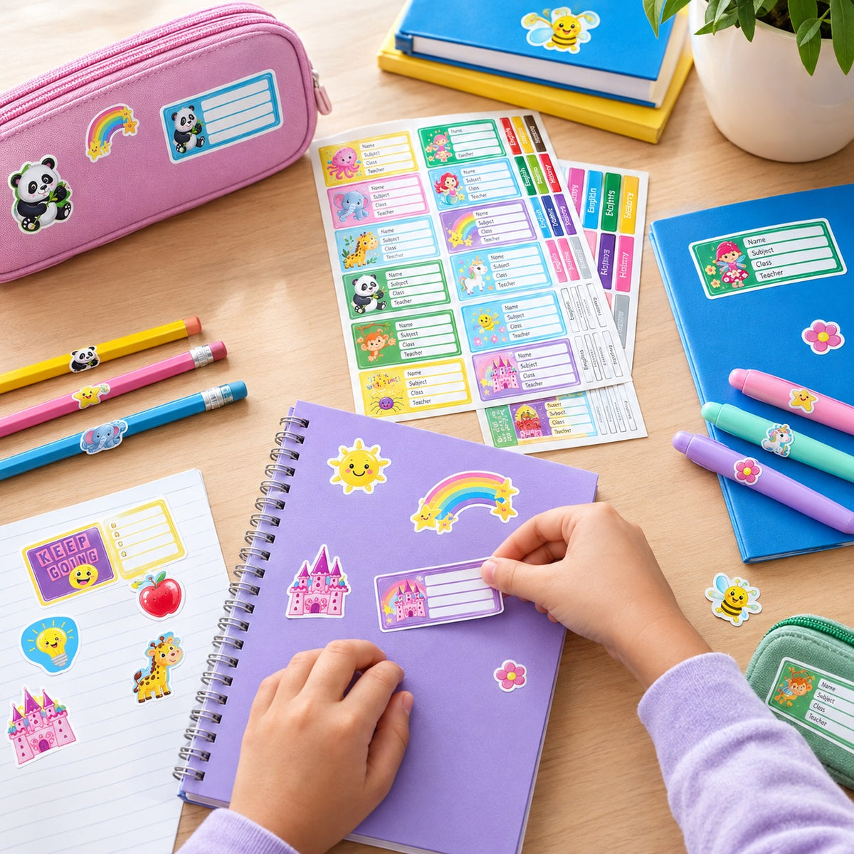 Tallon Artbox Cool School Stickers Assorted Colours 6929 | 16 Book Stickers | 64 Pen and Pencil Stickers | 8 Sticker Sheets