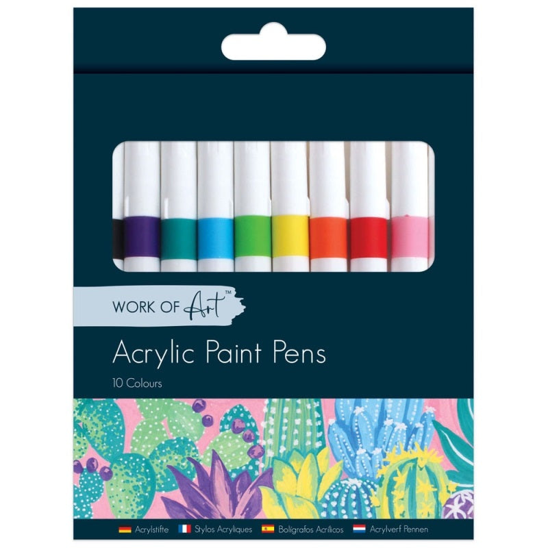 Tallon Work of Art Acrylic Paint Pens Assorted Colours Pack of 10 7360 | Art Pens | Paint Markers | Craft Pens