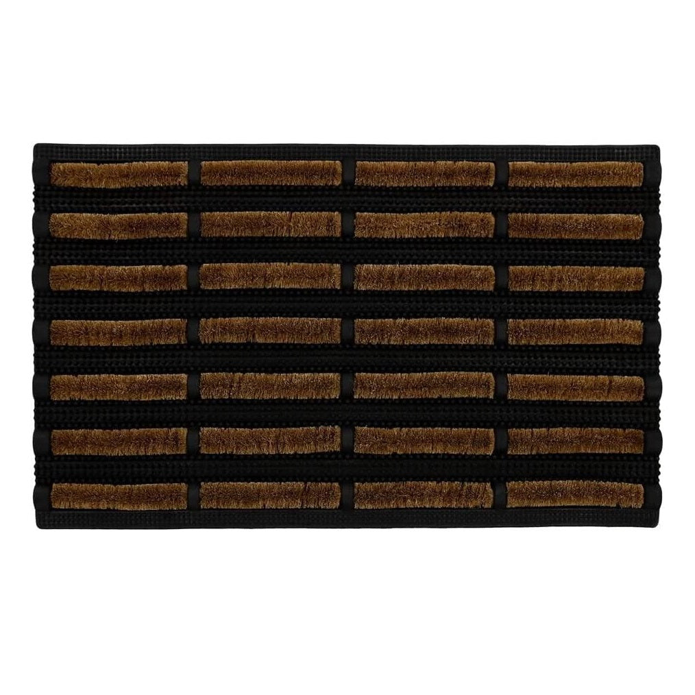 JVL Nimbus Scraper Mat Black and Brown 45cm x 75cm 02-173 | Heavy Duty Rubber and Natural Coir Doormat | Dirt and Moisture Scraper Mat | All Weather Door Mat