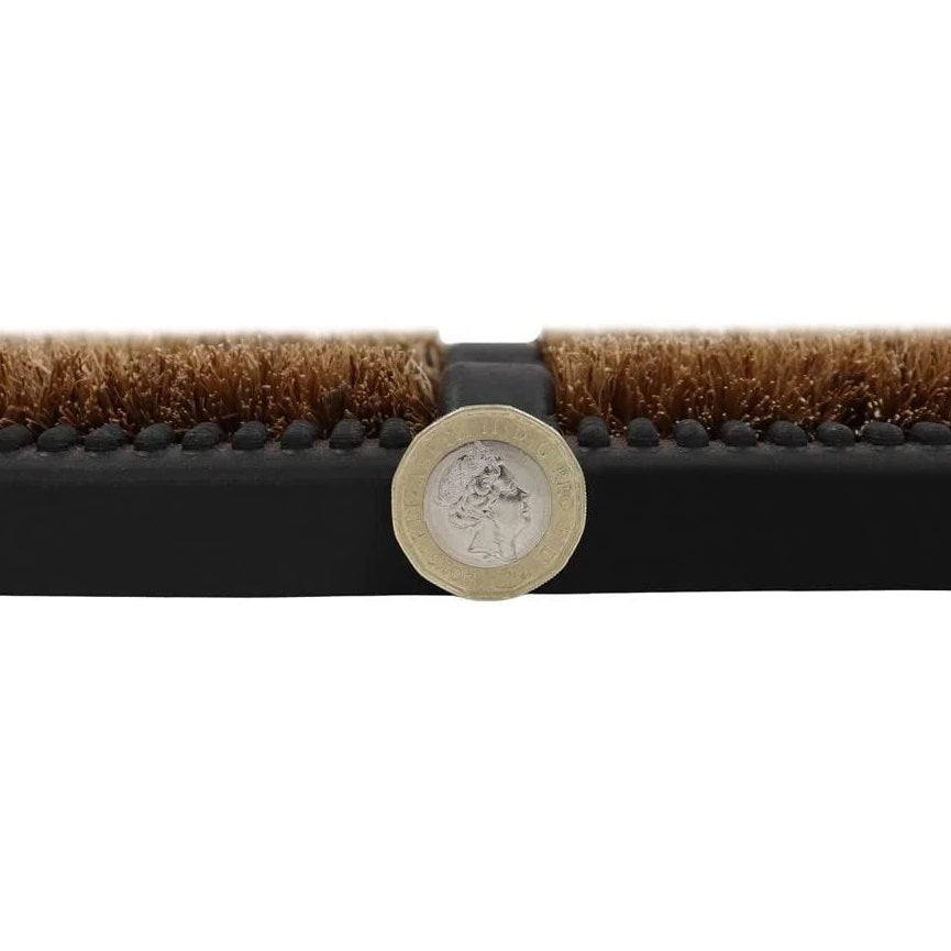 JVL Nimbus Scraper Mat Black and Brown 45cm x 75cm 02-173 | Heavy Duty Rubber and Natural Coir Doormat | Dirt and Moisture Scraper Mat | All Weather Door Mat
