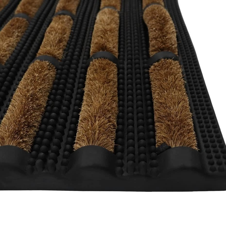 JVL Nimbus Scraper Mat Black and Brown 45cm x 75cm 02-173 | Heavy Duty Rubber and Natural Coir Doormat | Dirt and Moisture Scraper Mat | All Weather Door Mat