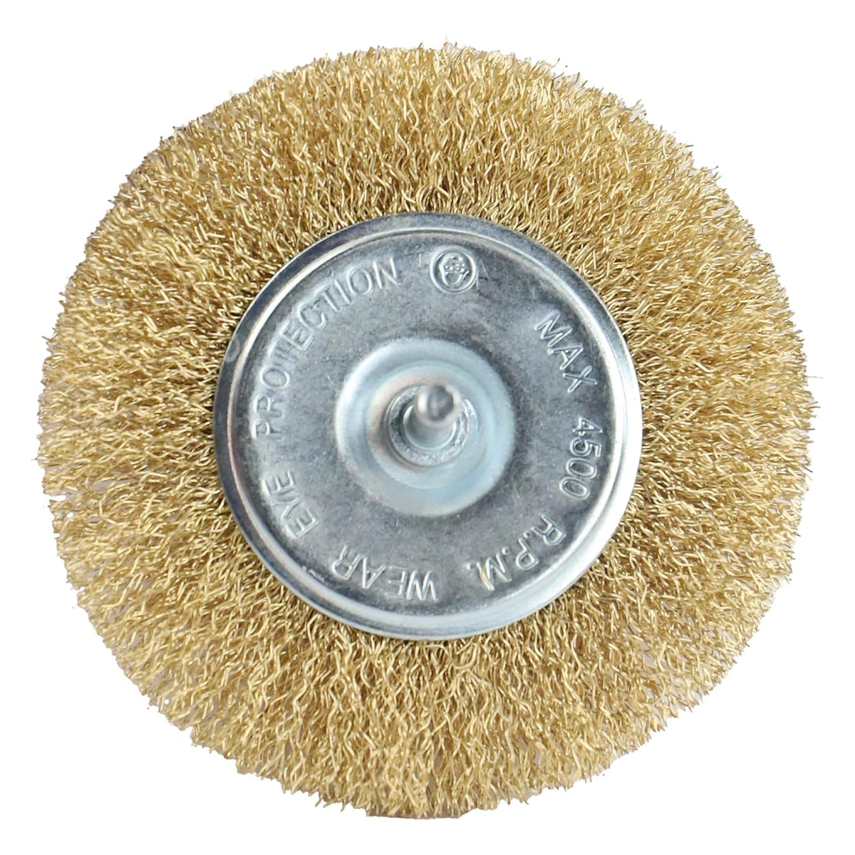 Dekton Wire Wheel Brush Brass Plated 100mm DT80509 | 6mm Shank Power Drill Attachment | Remove Paint-Rust and Scale | Ideal for Hard to Reach Places | Suitable for Power Drills | 4500 RPM Maximum Speed