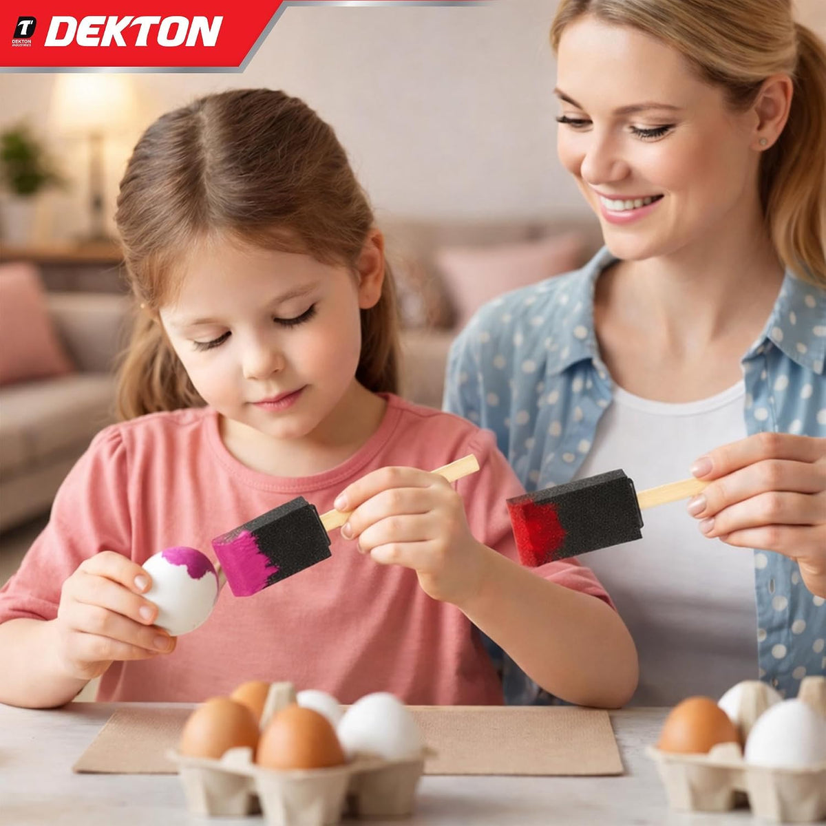 Dekton Low Density Multi-Surface Foam Brushes Set Black Pack of 6 DT95847 | 2x25mm-2x50mm-1x75mm-1x100mm | Leaves No Brush Marks for a Smooth Finish | Ideal for Varnishing or Staining Wood Tables-Chairs and Floors | Easy to Use and Clean