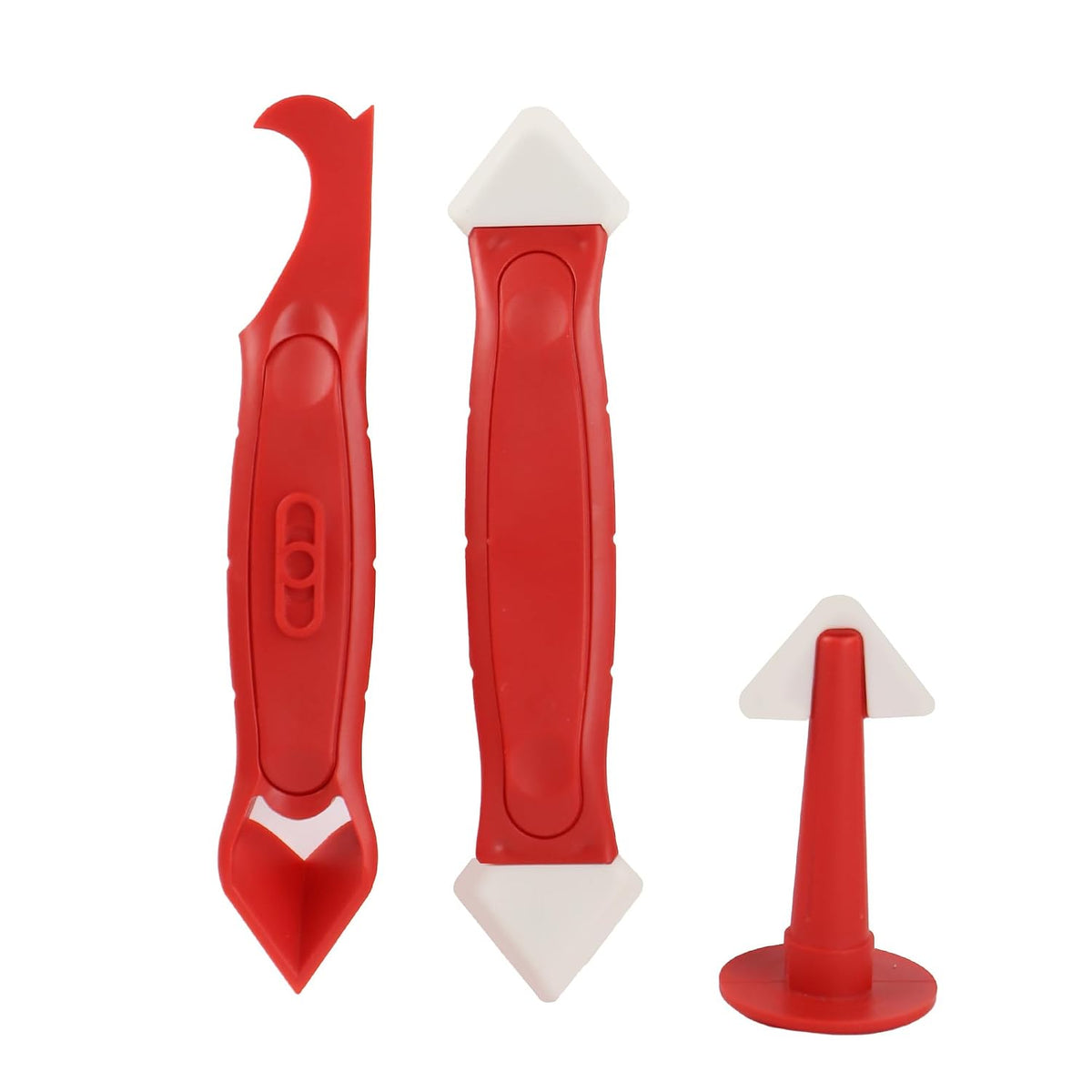 Dekton Sealant Tool Set Red Pack of 3 DT95893 | 2-in-1 Caulk Scraper Tool | Caulk Tip Applicator | Dual Head Spreader