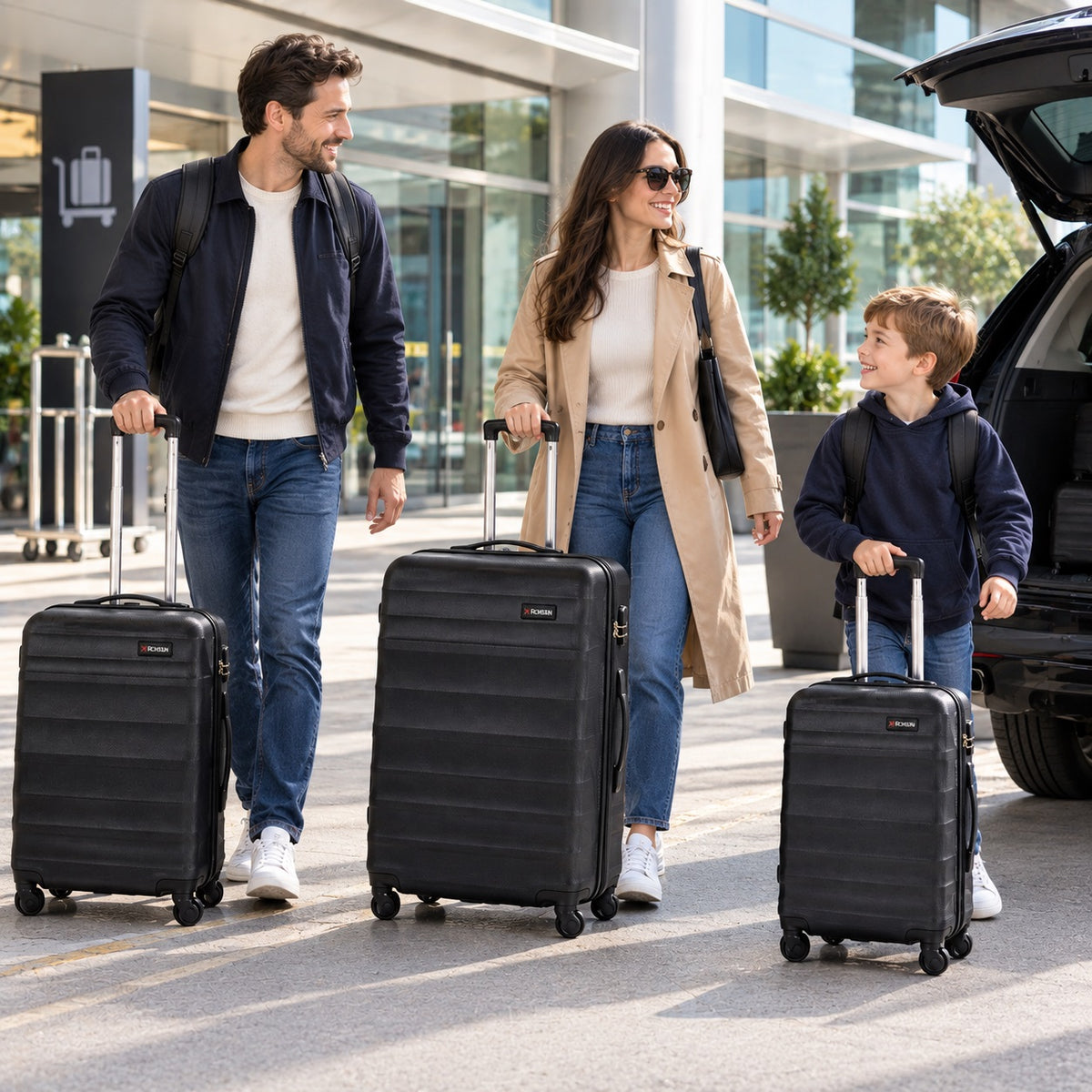 Proworld Ultra Light Trolley Suitcase Set Anthracite Assorted Sizes 50cm-60cm-70cm Pack of 3 FB5000150 | Hard Shell Luggage Set with Combination Lock | 4-Wheel 360-Degree Spinner Wheels Luggage for Short and Long Trips | Telescopic Handle and Dual-Zip Closure | Lightweight Durable Travel Suitcases