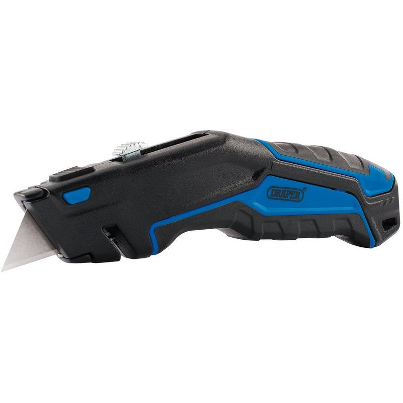 Draper Retractable Trimming Knife Black and Blue 70363 | Multi Purpose Cutting Tool | Adjustable Blade Knife | Quick Blade Change Design
