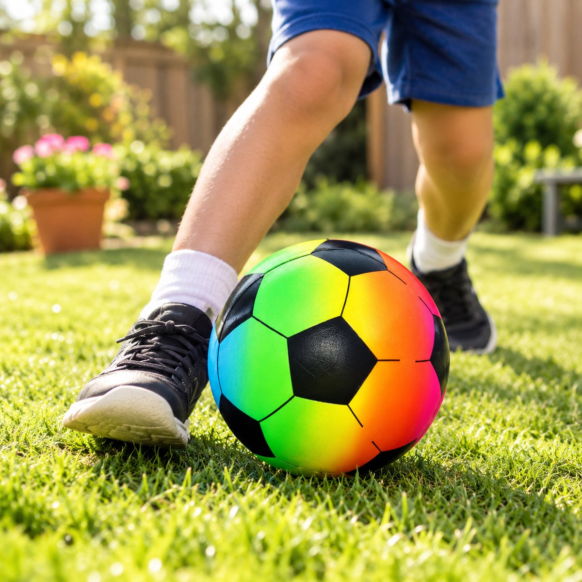 Henbrandt PVC Rainbow Football Multicolour 23cm R38859 | 80G Weight | Kids Sports Ball | Kids Outdoor Toys | Colourful Football | Sports Equipment
