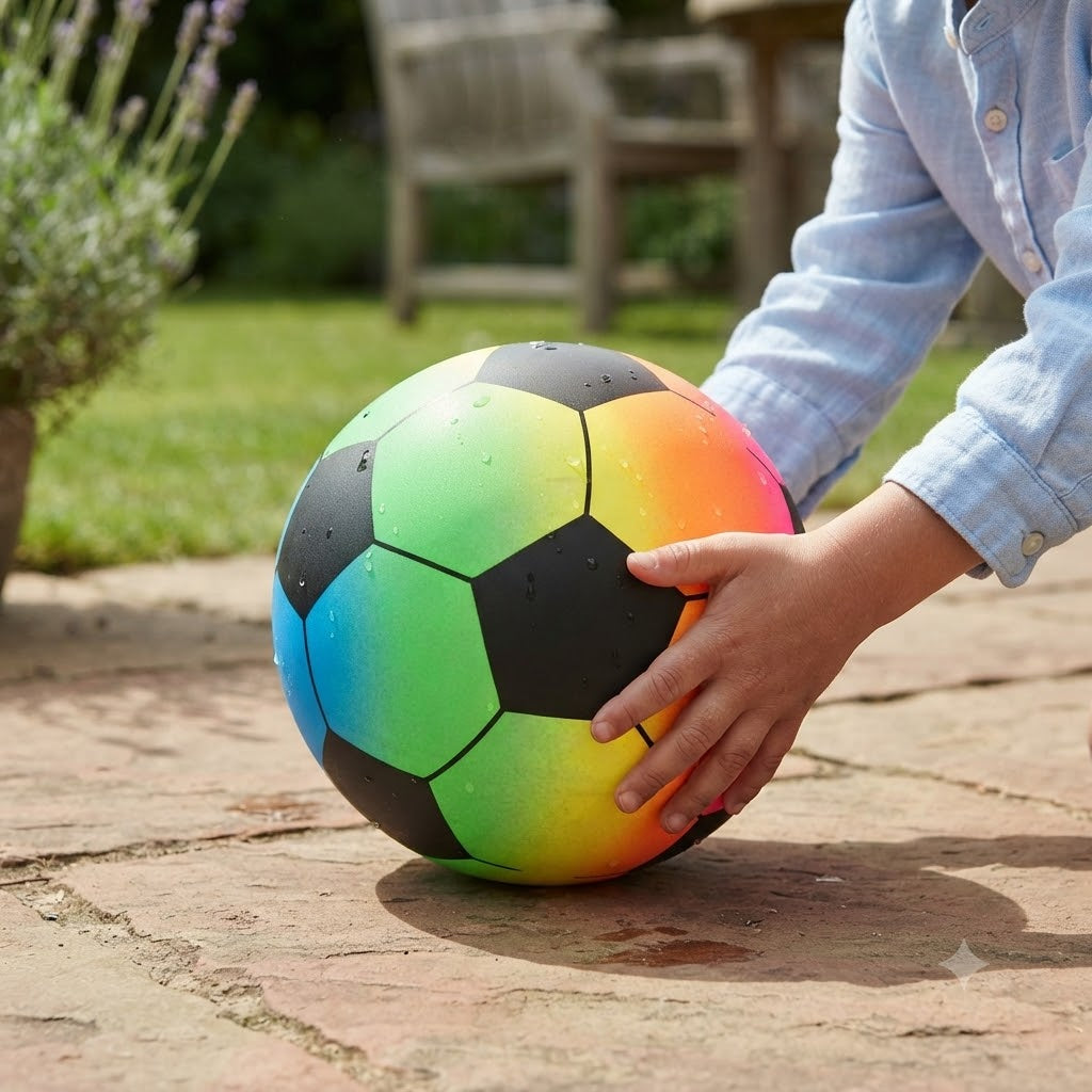 Henbrandt PVC Rainbow Football Multicolour 23cm R38859 | 80G Weight | Kids Sports Ball | Kids Outdoor Toys | Colourful Football | Sports Equipment