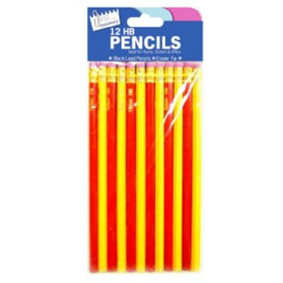 Tallon HB Pencils Red and Yellow Pack of 12 5019 | Eraser Tips | Lightweight Easy To Use