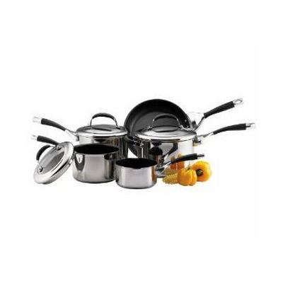 Circulon Elite Cookware Assorted Size Heavy Duty Steel Saucepan Set Metallic Silver Set of 5-Pcs 76508