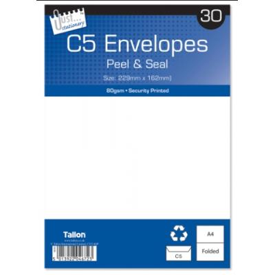 Tallon Just Stationery Peel and Seal Envelopes White C5 30Pk 4672