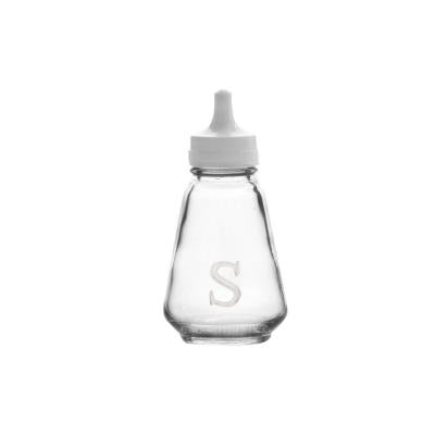 Ravenhead Essential Embossed Salt Logo Glass Salt Pot With Pouring Lid Transparent 48 x 48 x 97mm 0040.873