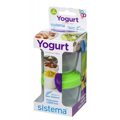 Sistema To Go Colourful Yogurt and Snack Containers Multi-coloured 2Pk (5.07oz) 150ml 21466