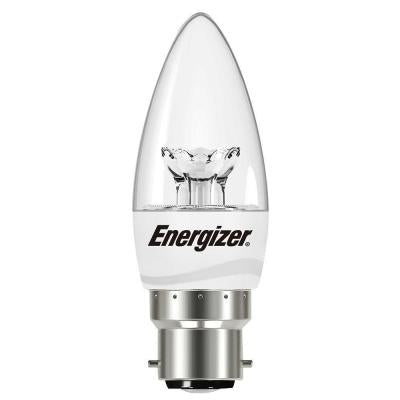Energizer Non-Dimmable B22 LED Candle Bulb Clear 5.9W 38mm x 109mm