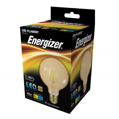 Energizer LED G95 Filament Energy Saving Light Bulb ES / E27 Warm White And Gold 40W 18cm x 10.5cm x 18cm S9434