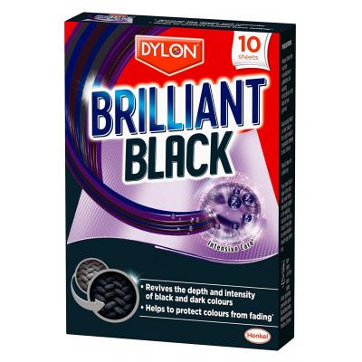 Dylon Brilliant Black Laundry Sheets Revive Faded Black & Protect From Fading Pack of 10