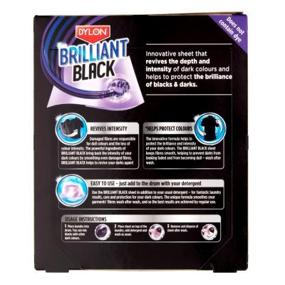 Dylon Brilliant Black Laundry Sheets Revive Faded Black & Protect From Fading Pack of 10