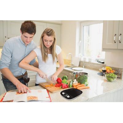 Salter Black Contour Digital Electronic Kitchen Scale with Aquatronic & Add & Weigh 'Zero' Functions 25cm x 22.5cm x 3cm 6Kg 1072 BKDR