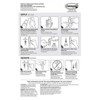 Command White Medium Self Adhesive Damage-Free Water-Resistant Dishwasher Safe Mounting Refill Strips Holds 3lb / 1.3Kg 17021P-ES