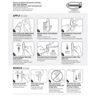 Command Faux Brushed Nickel Medium Self Adhesive Damage-Free Indoor Hanging Designer Hook Holds and Strips 1.3Kg / 3lb 17081BN