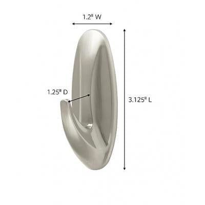 Command Faux Brushed Nickel Medium Self Adhesive Damage-Free Indoor Hanging Designer Hook Holds and Strips 1.3Kg / 3lb 17081BN