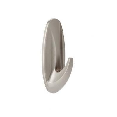 Command Faux Brushed Nickel Medium Self Adhesive Damage-Free Indoor Hanging Designer Hook Holds and Strips 1.3Kg / 3lb 17081BN