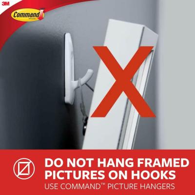 Command Faux Brushed Nickel Medium Self Adhesive Damage-Free Indoor Hanging Designer Hook Holds and Strips 1.3Kg / 3lb 17081BN