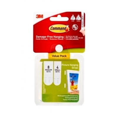 Command Value Pack Self Adhesive Damage-Free Interlocking Picture Hanging Strips White Small and Medium Set of 12-Pieces 17203