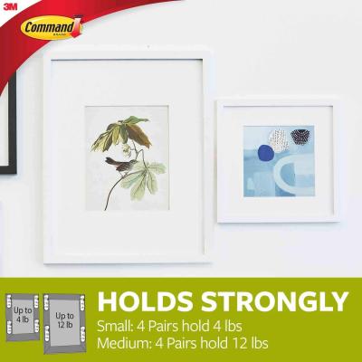Command Value Pack Self Adhesive Damage-Free Interlocking Picture Hanging Strips White Small and Medium Set of 12-Pieces 17203
