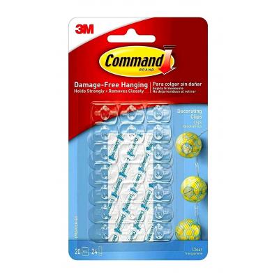 3M Command Decorating Clips with Strips Clear 17026CLR-ES | 20 Clips and 24 Mini Strips |Damage Free Hanging | Holds Strongly | Removes Cleanly